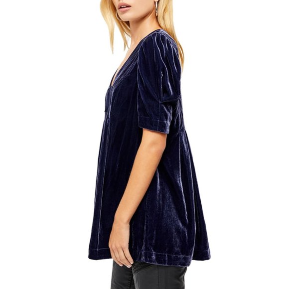 Free People Adelle Velvet Tunic in Indigo Lost - Picture 4 of 7